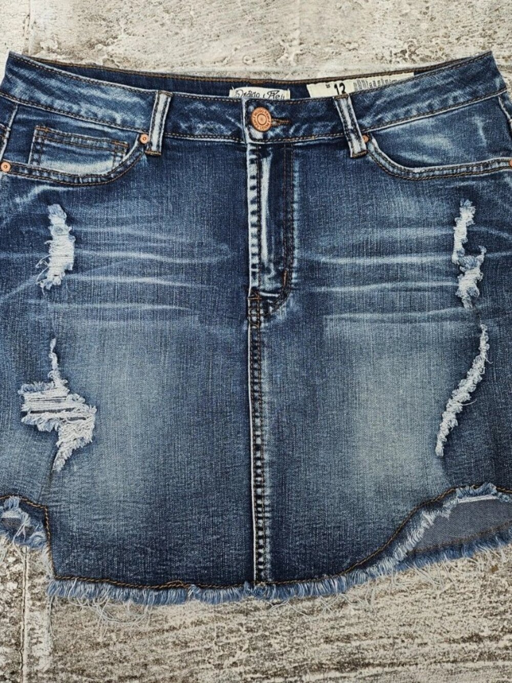Indigo Rein Women Skirt Blue Denim Jeans Ripped Skirts Size 13